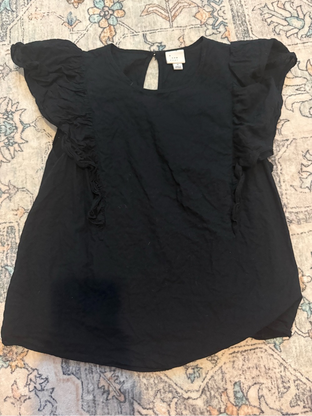 a new day Black Ruffle Sleeve Blouse